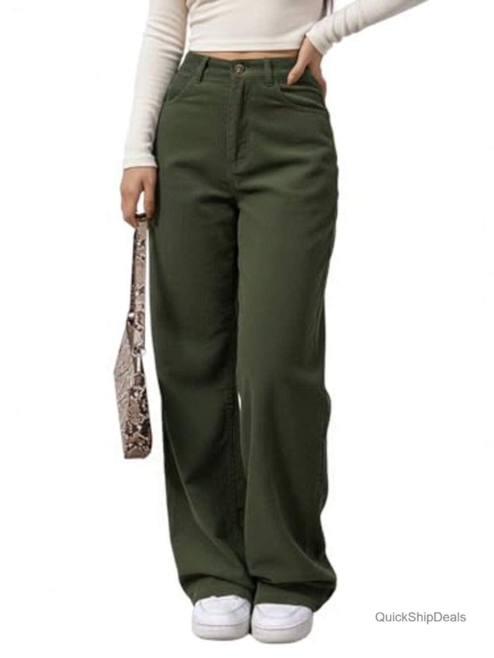 Corduroy Wide Leg Pants High Elastic Waist Loose Trousers